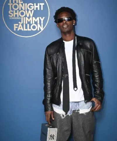 The Tonight Show Starring Jimmy Fallon 2026 Jazz Chisholm Jr Black Leather Jacket