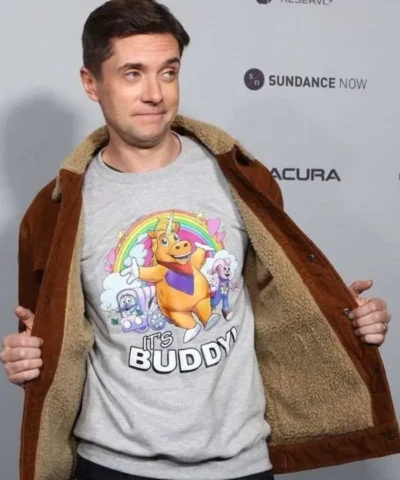 Topher Grace Buddy Premiere Sundance Film Festival 2026 Shearling Jacket