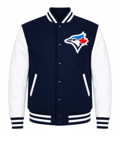 Toronto Blue Jays Logo Navy and White Wool Jacket