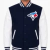 Toronto Blue Jays Logo Navy and White Wool Varsity Jacket