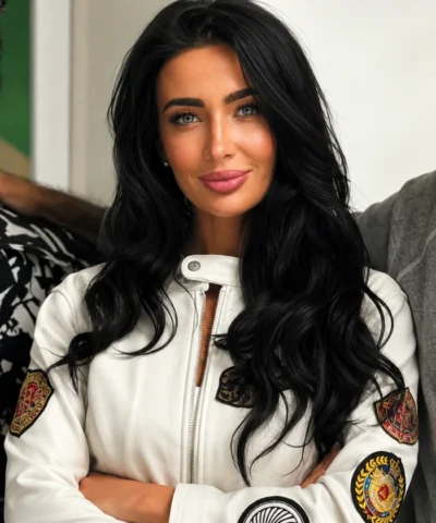 Veronika Mudra Lewis Hamilton White Leather Jacket