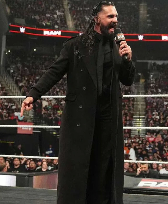 WWE Monday Night RAW 2026 Seth Rollins Black Trench Coat