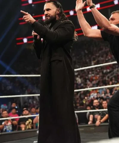 WWE Monday Night RAW 2026 Seth Rollins Black Wool Coat