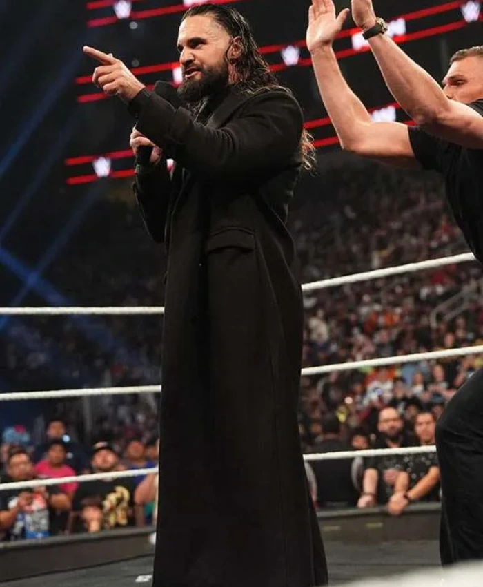 WWE Monday Night RAW 2026 Seth Rollins Black Wool Coat