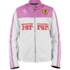 Ferrari Pink Leather Biker Racing Leather Jacket For Ladies