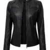 Womens Black Lambskin Leather Jacket