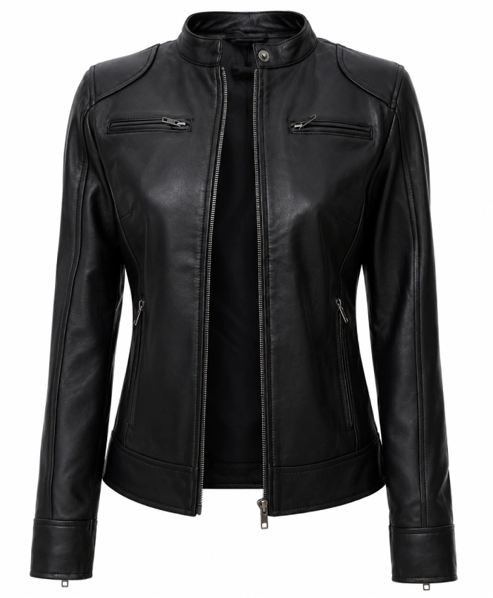 Womens Black Lambskin Leather Jacket