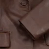 Womens Cognac Two Button Waxed Leather Blazer On Sale