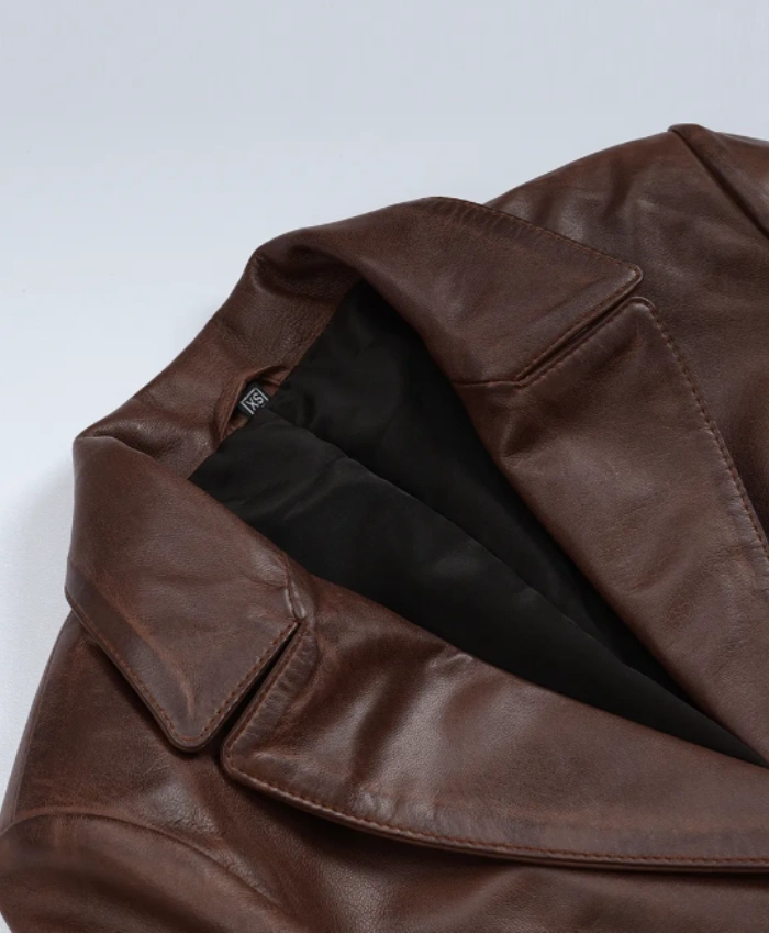 Womens Cognac Waxed Blazer
