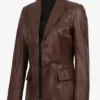 Womens Cognac Waxed Leather Blazer