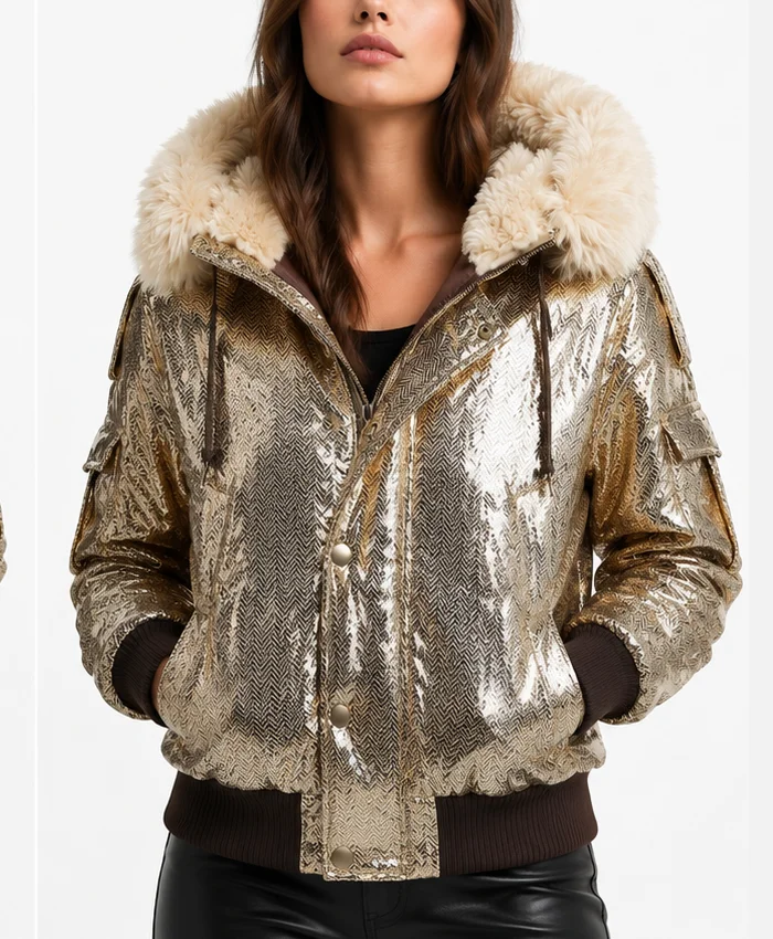 Womens My Lottery Dream Home S19 David Bromstad Puffer Bomber Jacket Front