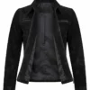 Womens Suede Leather Black Harrington Jacket