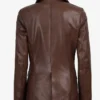 Womens Two Button Waxed Leather Blazer