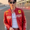 Wonho Formula 1 Grand Prix Qatar 2025 Red Ferrari Leather Jacket