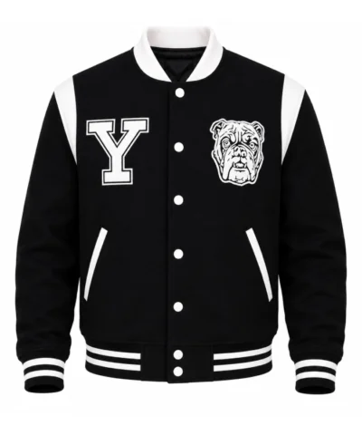 Yale University Black Full Snap Wool Varsity Jacket