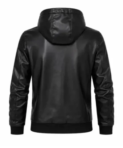 Yuji Itadori Black Leather Hooded Jacket Sale 