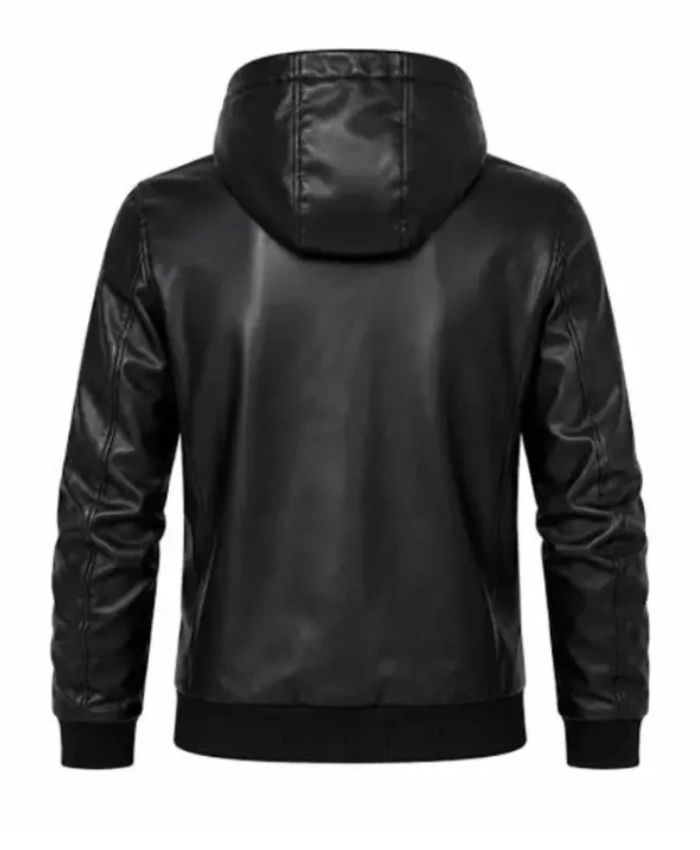 Yuji Itadori Black Leather Hooded Jacket Sale