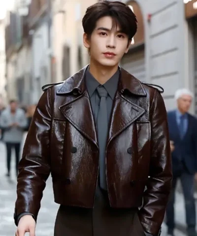 Zhang Linghe Gucci Cruise 2026 Brown Leather Jacket