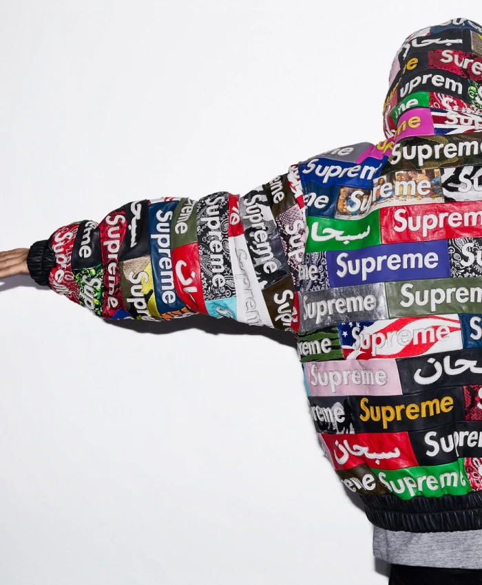 Shop Supreme FW26 Box Logo Patchwork Multicolor Leather Jacket