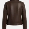 Classic Harrington Brown Leather Jacket For Women