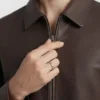 Shop Now Classic Harrington Brown Leather Jacket For Women