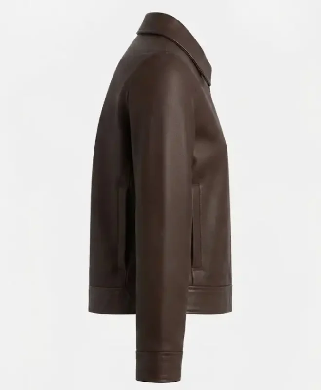 Shop Now Classic Harrington Brown Leather Jacket